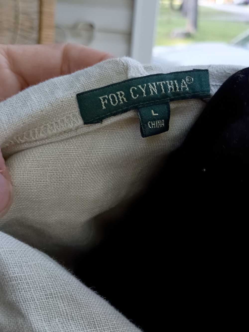 NWOT For Cynthia Lightweight 100% Linen Cream Hooded Coat_L - Picture 9 of 10